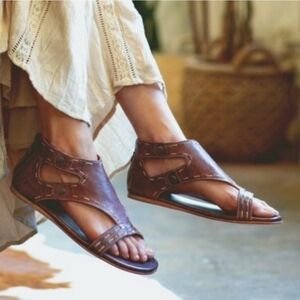 Bed Stu Sandals Soto Rustic Leather Gladiator Ankle Zip Flat Boho Comfort